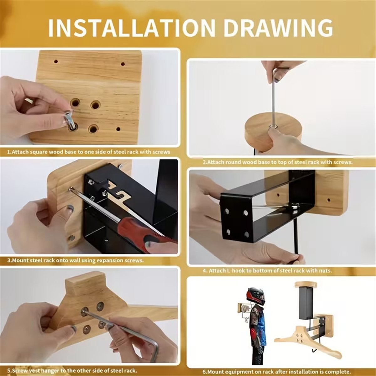 Cycling Gear Wall Storage - Nouveauté : support mural en bois