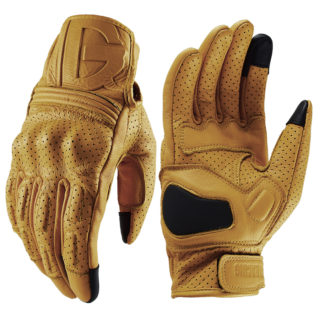 Gants de moto vintage en cuir  - Yellow Cycling Gear avis et prix
